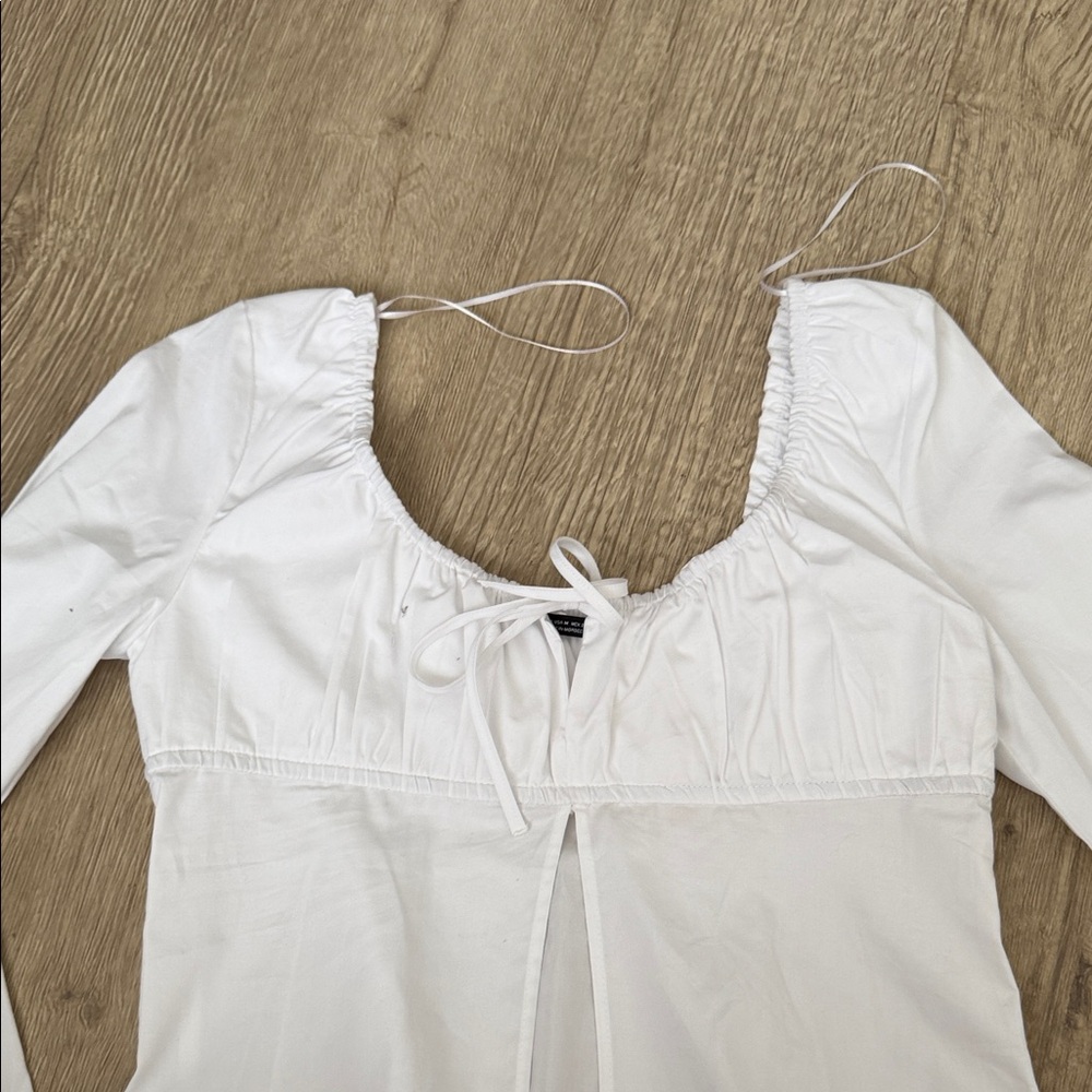 Zara White Ruched Blouse - Picture 4 of 4
